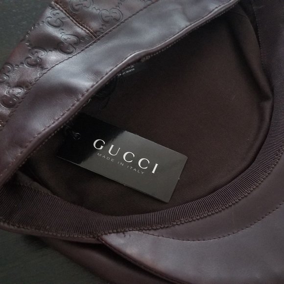 Authentic Gucci Genuine Leather Brown Hat